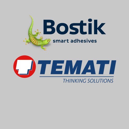 Bostik and Temati logos, leading suppliers of insulation and asbestos abatement products