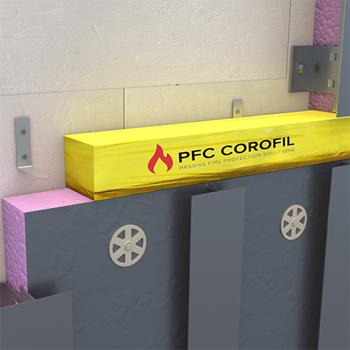 Installation of a fire stopping cavity barrier
