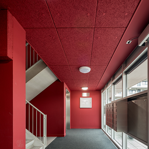 Ceiling lined with fire protection boards