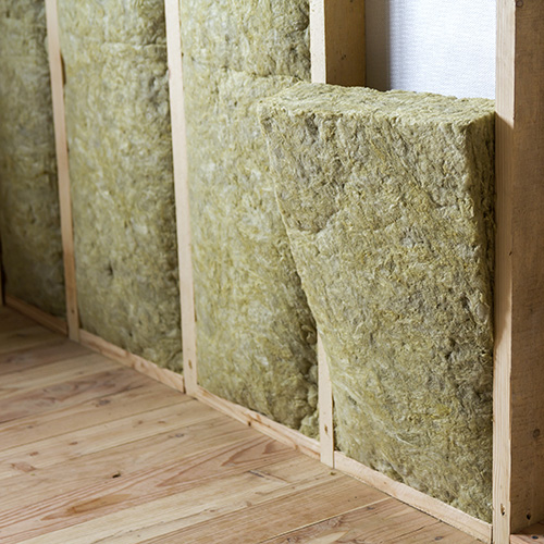 Mineral wool insulation installed in internal wall