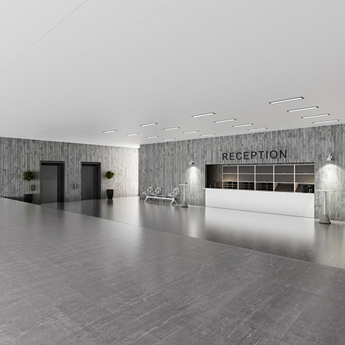 Suspended ceiling with concealed grid
