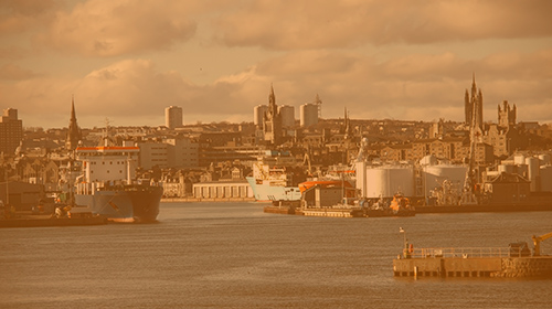 Skyline of Aberdeen overlooking the Harbour