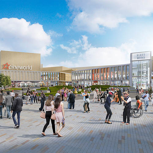 The Glass Works Public Square In Barnsley Looking Towards Cineworld