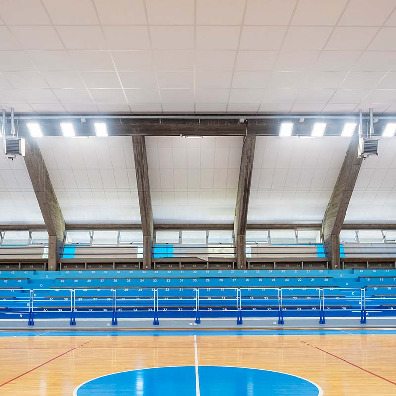 Rockfon Boxer ceiling tiles sports hall application shot