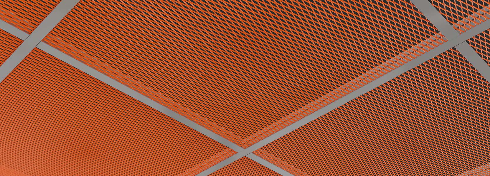 Zentia DecoMesh - grey grid and orange tile