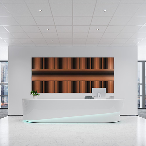 Zentia Gridline used in a commercial reception area
